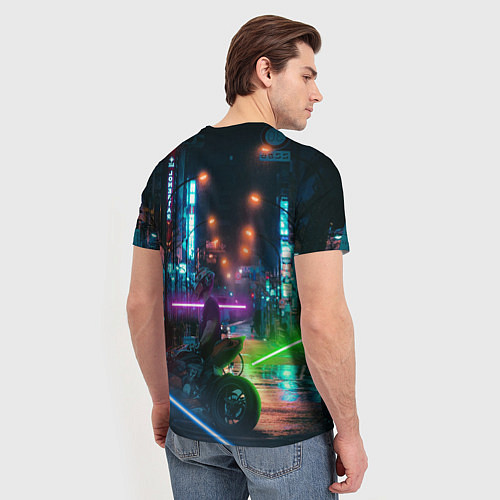 Мужская футболка Городской неон / 3D-принт – фото 4