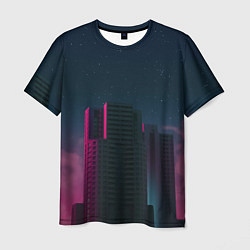 Мужская футболка Неоновые небоскрёбы - Розовый