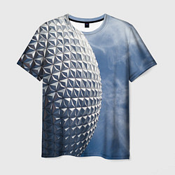 Мужская футболка Абстрактная металлическая планета - Серый