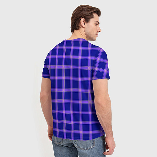 Мужская футболка Фиолетовый клетчатый узор / 3D-принт – фото 4
