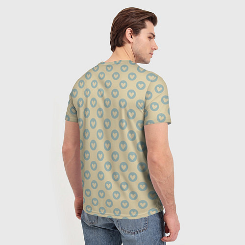 Мужская футболка Сердечки на бежевом фоне / 3D-принт – фото 4