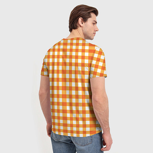 Мужская футболка Бело-оранжевые квадратики / 3D-принт – фото 4