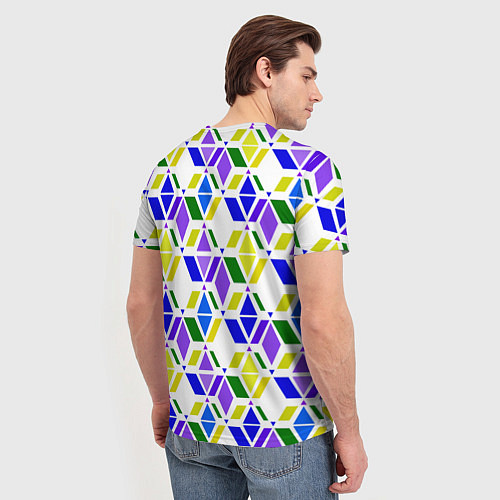 Мужская футболка Разноцветный неоновый геометрический узор / 3D-принт – фото 4