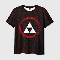Мужская футболка Символ Zelda и краска вокруг на темном фоне