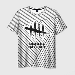 Мужская футболка Символ Dead by Daylight на светлом фоне с полосами