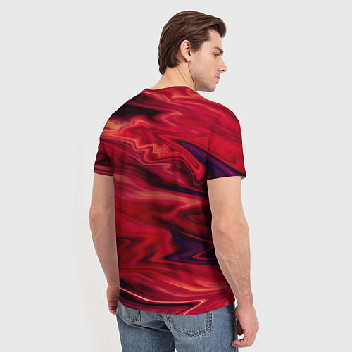 Мужская футболка Красный абстрактный модный узор / 3D-принт – фото 4