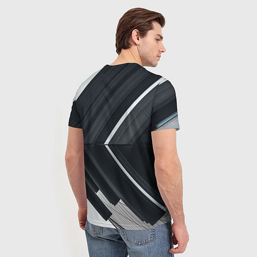 Мужская футболка Абстрактные геометрические линии - Белый / 3D-принт – фото 4