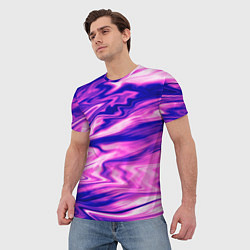 Футболка мужская Розово-фиолетовый мраморный узор, цвет: 3D-принт — фото 2