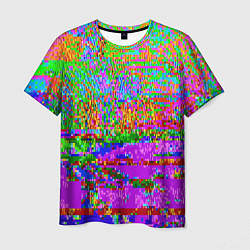 Мужская футболка Пиксельный глитч-арт паттерн