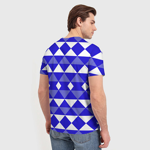 Мужская футболка Бело-синий геометрический узор / 3D-принт – фото 4