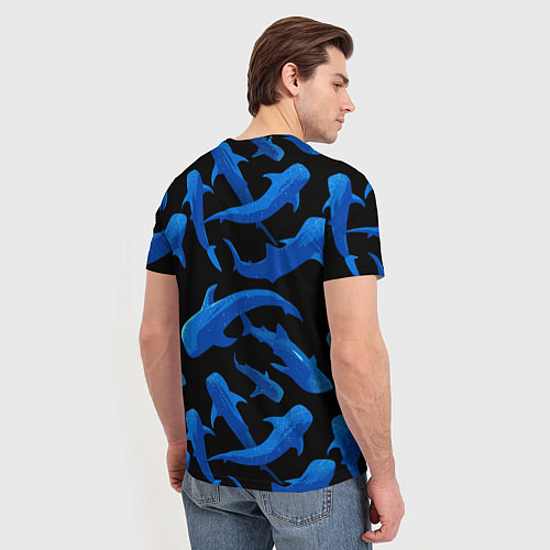 Мужская футболка Стая акул - паттерн / 3D-принт – фото 4