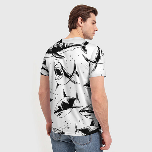 Мужская футболка Кровожадные акулы - стая / 3D-принт – фото 4
