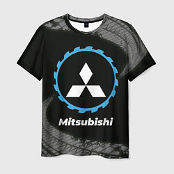 Мужская футболка Mitsubishi в стиле Top Gear со следами шин на фоне