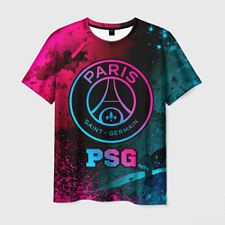 Мужская футболка PSG - neon gradient