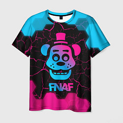 Мужская футболка FNAF мишка - neon gradient