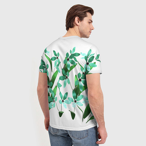Мужская футболка Flowers green light / 3D-принт – фото 4