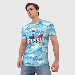 Футболка мужская Russia: синий камфуляж, цвет: 3D-принт — фото 2