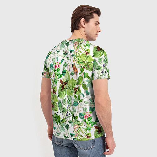 Мужская футболка Яркие Зелёные Цветы / 3D-принт – фото 4