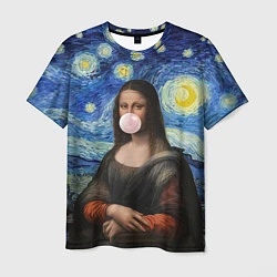 Мужская футболка Мона Лиза Приколы - Звездная ночь