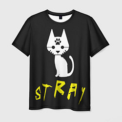 Мужская футболка Stray - киберпанк кот в минимализме