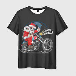 Мужская футболка Santa on a bike