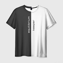 Мужская футболка Equilibrium keeper хранитель равновесия с чёрно-бе