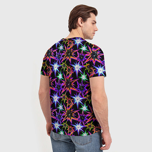 Мужская футболка Неоновые звезды на черном / 3D-принт – фото 4