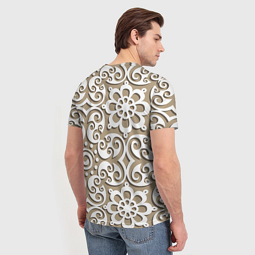 Мужская футболка Цветочный кружевной орнамент / 3D-принт – фото 4