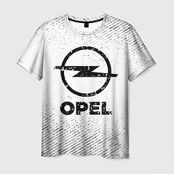 Мужская футболка Opel с потертостями на светлом фоне