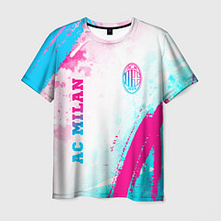 Футболка мужская AC Milan neon gradient style: символ и надпись вер, цвет: 3D-принт