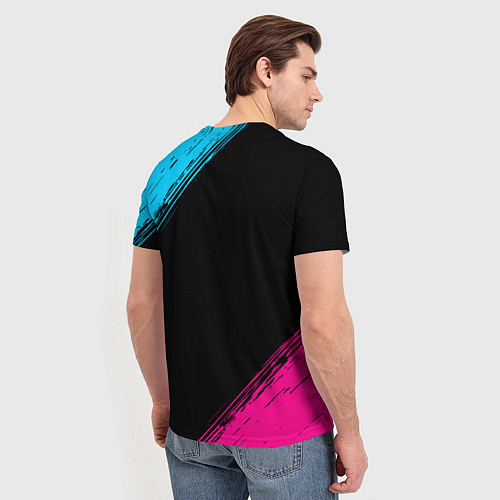 Мужская футболка Rolling Stones - neon gradient / 3D-принт – фото 4