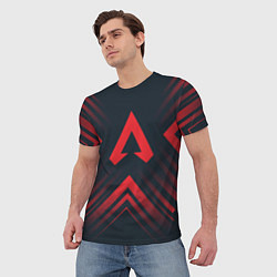 Футболка мужская Красный символ Apex Legends на темном фоне со стре, цвет: 3D-принт — фото 2