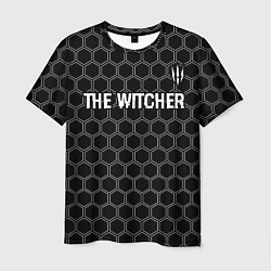 Футболка мужская The Witcher glitch на темном фоне: символ сверху, цвет: 3D-принт