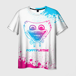 Мужская футболка Poppy Playtime neon gradient style