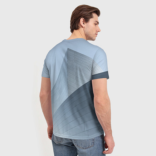 Мужская футболка Абстрактная геометрическая серебряная постройка / 3D-принт – фото 4