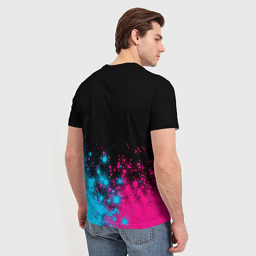 Мужская футболка Disturbed - neon gradient: символ сверху / 3D-принт – фото 4