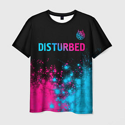 Мужская футболка Disturbed - neon gradient: символ сверху