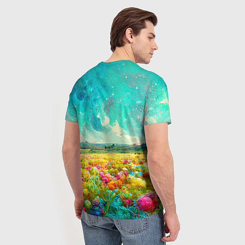 Мужская футболка Бесконечное поле цветов / 3D-принт – фото 4