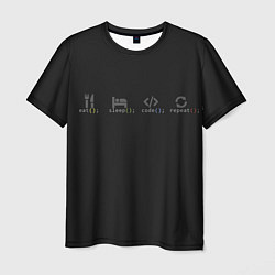 Мужская футболка Eat sleep code repeat!