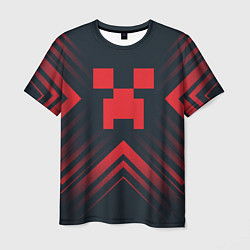 Мужская футболка Красный символ Minecraft на темном фоне со стрелка