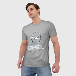 Футболка мужская Opel - серая абстракция, цвет: 3D-принт — фото 2