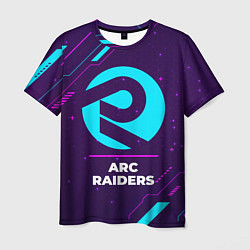 Мужская футболка Символ ARC Raiders в неоновых цветах на темном фон