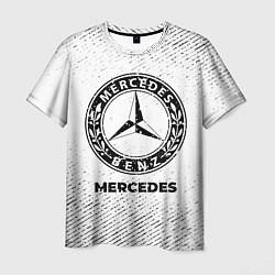 Мужская футболка Mercedes с потертостями на светлом фоне