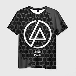 Мужская футболка Linkin Park glitch на темном фоне