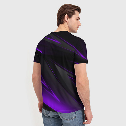Мужская футболка Черно-фиолетовая геометрическая абстракция / 3D-принт – фото 4