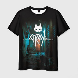 Мужская футболка Stray кот в ночи