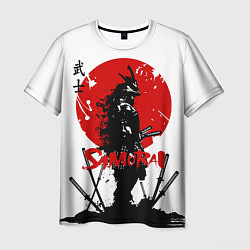Мужская футболка Самурай, Катаны и Красное Солнце