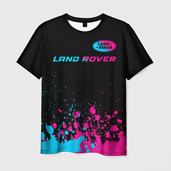 Мужская футболка Land Rover - neon gradient: символ сверху