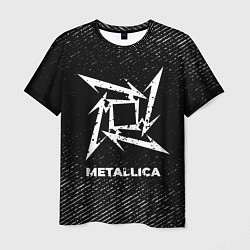 Мужская футболка Metallica с потертостями на темном фоне