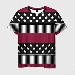 Мужская футболка Burgundy black striped pattern